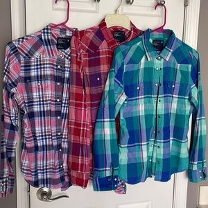 Lot of 3 American Eagle flannel shirts